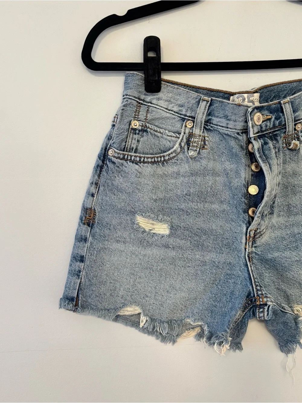 We The Free Distressed Denim Shorts Button-Fly Raw Hem Jean Bottoms Summer